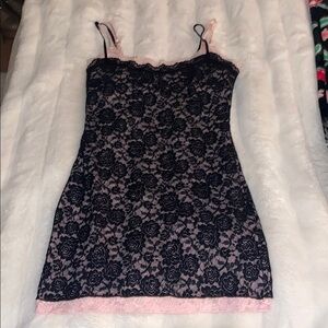 Black and Pink lace White Fox dress